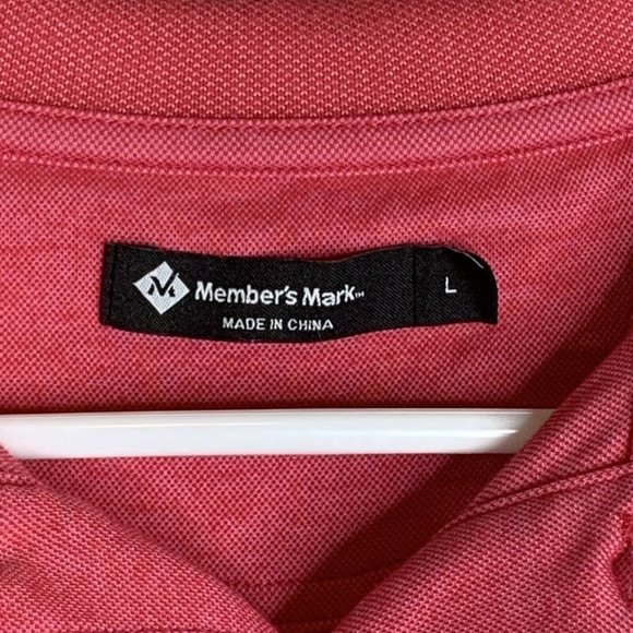 Members Mark Polo Golf Mens Large Coral Cotton Polyester blend 2 Button Pullover - Picture 6 of 9